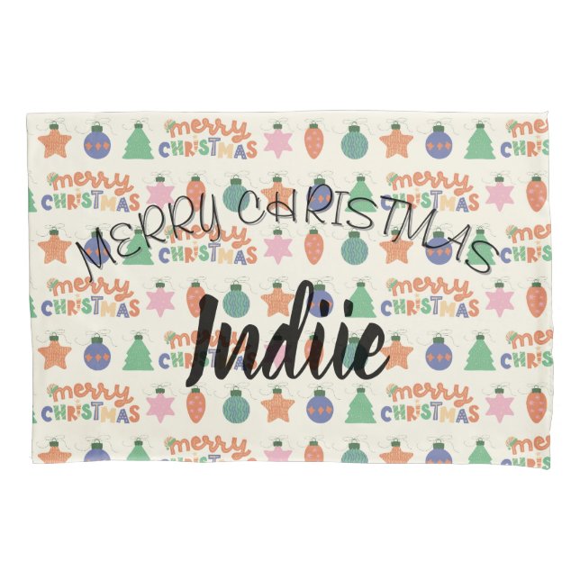 Personalised Merry Christmas Pillowcase (Front)