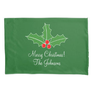 Personalised Merry Christmas pillowcase for bed