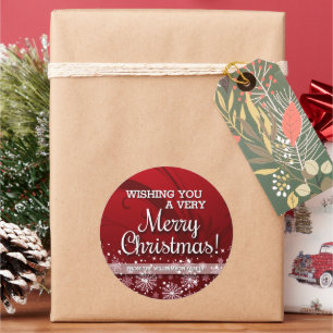 Personalised Merry Christmas (red) Classic Round Sticker