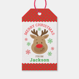 Personalised Merry Christmas Reindeer Gift Tag