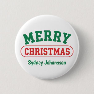 Personalised Merry Christmas Retro Custom Name 6 Cm Round Badge