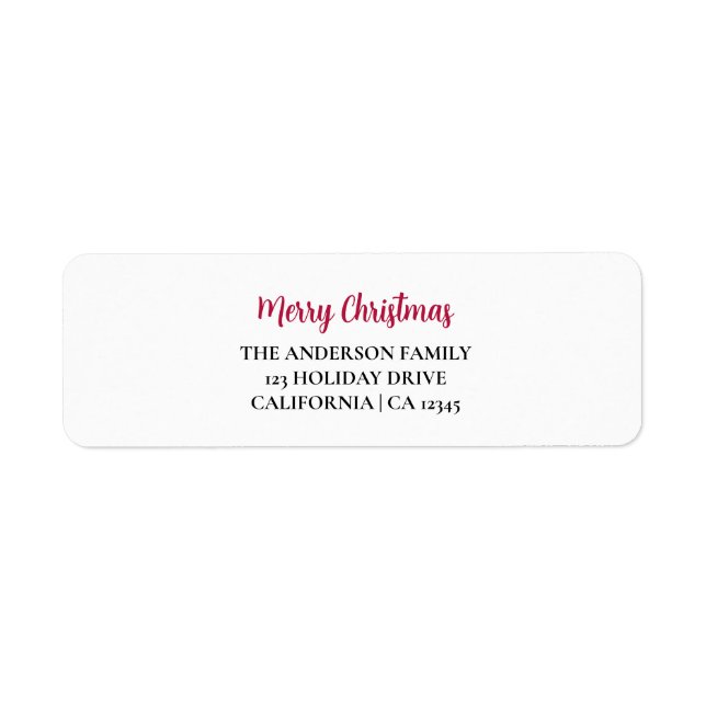 Personalised Merry Christmas Return Address Label (Front)