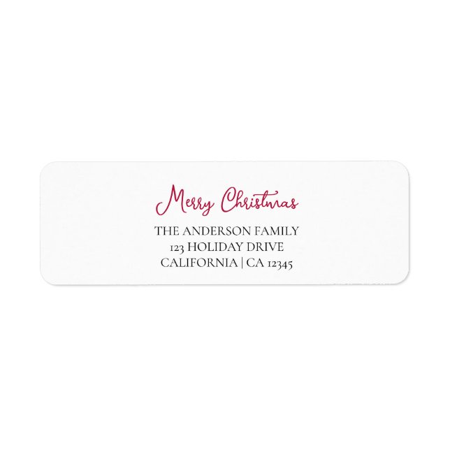 Personalised Merry Christmas Return Address Label (Front)