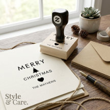 Personalised Merry Christmas Rubber Stamp For Gift