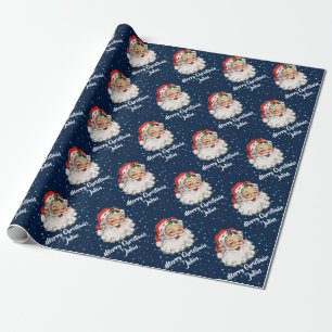 Personalised Merry Christmas Santa Claus Holiday Wrapping Paper