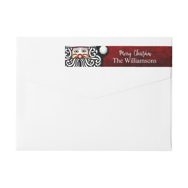 Personalised Merry Christmas Santa Return Address Wrap Around Label (Back)