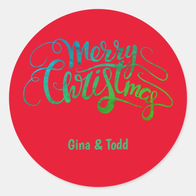 Personalised Merry Christmas Script Classic Round Sticker (Front)