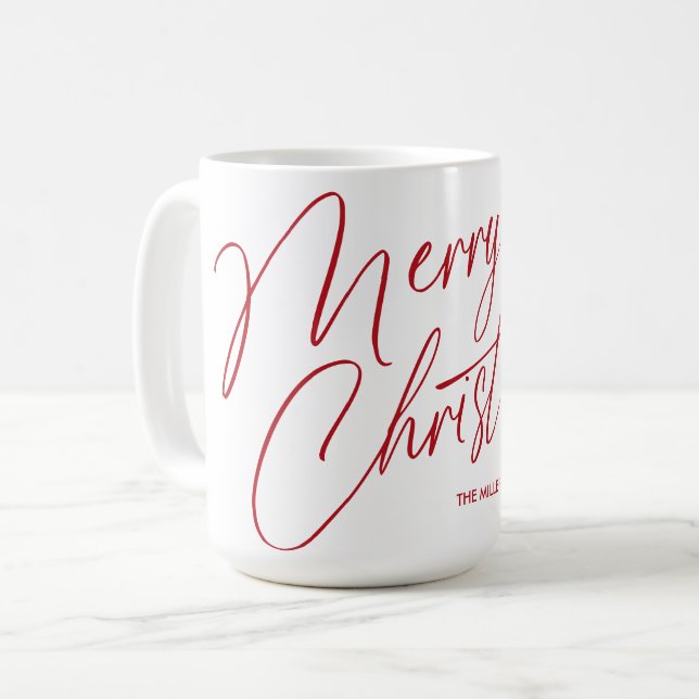 Personalised Merry Christmas Script Mug | Custom  (Front Left)