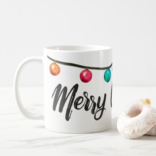 Personalised, Merry Christmas script Watercolor Coffee Mug
