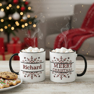 Personalised Merry Christmas snowflake  Mug