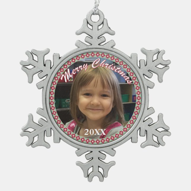 Personalised Merry Christmas Snowflake Ornament (Front)