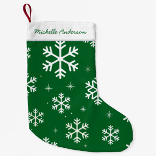 Personalised Merry Christmas Snowflakes Pattern    Small Christmas Stocking