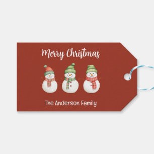 Personalised Merry Christmas Snowmen Gift Tags