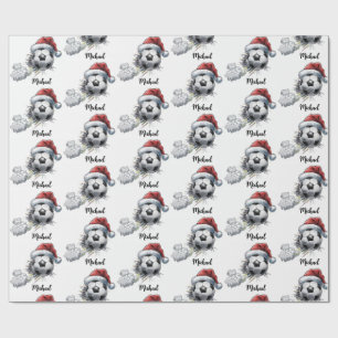 Personalised Merry Christmas Soccer Ball Santa     Wrapping Paper