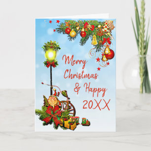 Personalised Merry Christmas Street Light Card