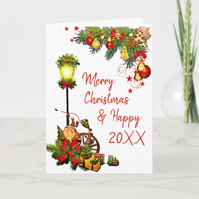Personalised Merry Christmas Street Light Card (Front)