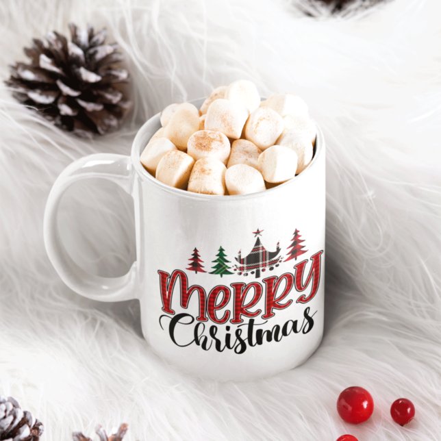 Personalised Merry Christmas Sublimation Trees Coffee Mug (Creator Uploaded)