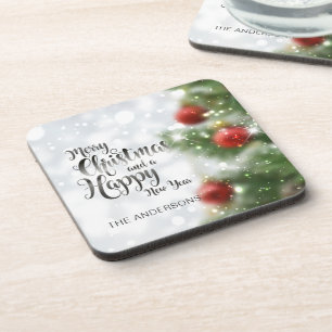 Personalised Merry Christmas Tree   Coaster