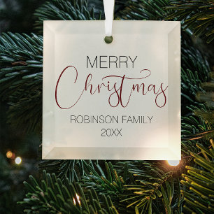 Personalised Merry Christmas Tree Glass Ornament