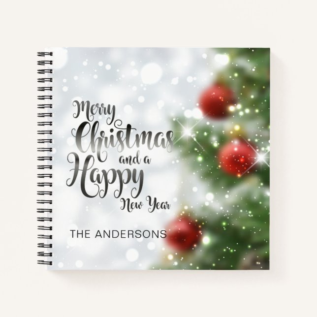 Personalised Merry Christmas Tree | Guestbook Notebook (Front)