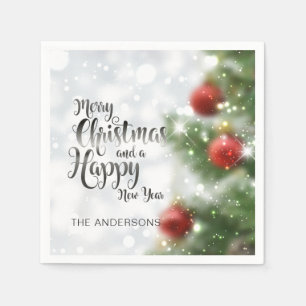 Personalised Merry Christmas Tree   Napkin