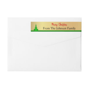 Personalised Merry Christmas Tree Return Address Wrap Around Label