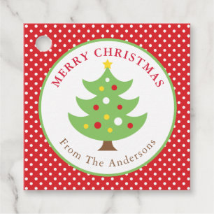 Personalised Merry Christmas Tree Square Gift Tag