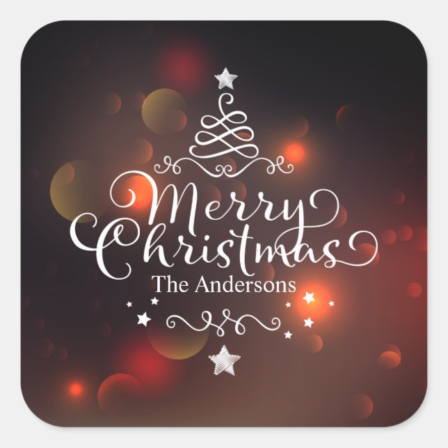 Personalised Merry Christmas Tree Sticker Seal (Front)