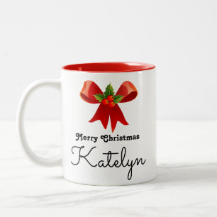 Personalised Merry Christmas Two-Tone Coffee Mug
