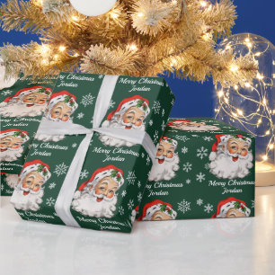 Personalised Merry Christmas Vintage Santa Claus Wrapping Paper