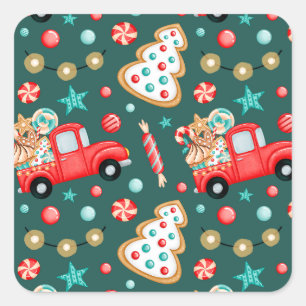 Personalised Merry Christmas Watercolor Square Sticker