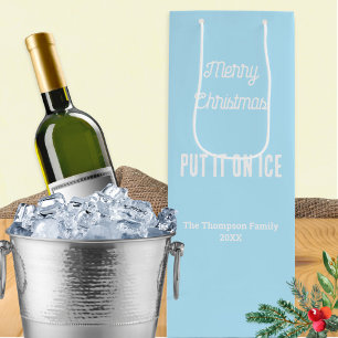Personalised Merry Christmas White Wine Gift Bag
