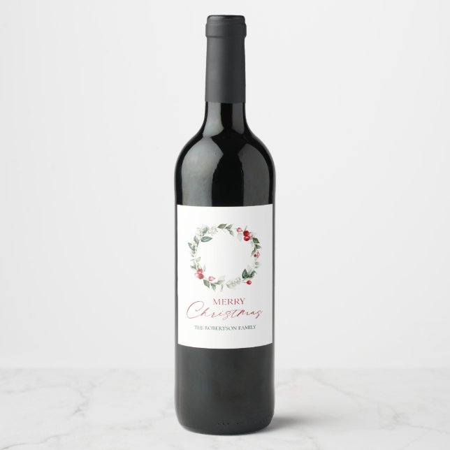 Personalised Merry Christmas Wine Bottle Label (Front)