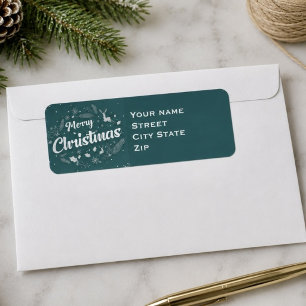 Personalised Merry Christmas Winter Pine Return Address Label