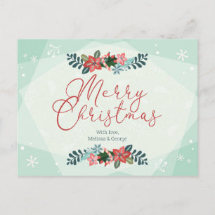 Personalised Merry Christmas with Love Floral Postcard