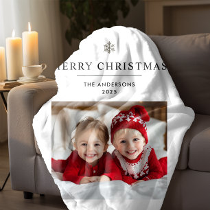 "Personalised Merry Christmas with Photo & Name Sherpa Blanket
