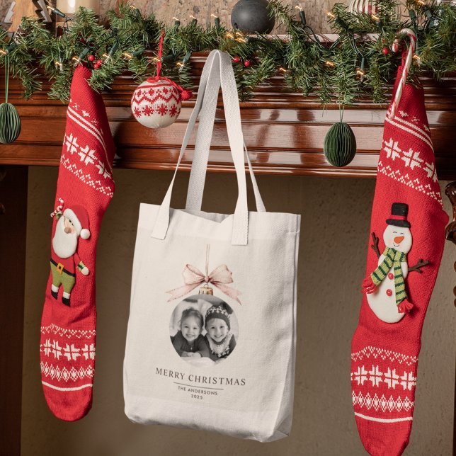 "Personalised Merry Christmas with Photo  Tote Bag (Creator Uploaded)
