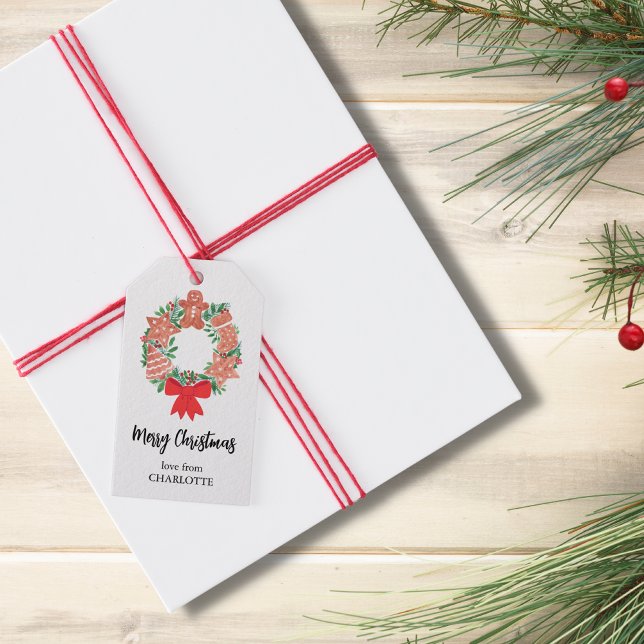 Personalised Merry Christmas Wreath  Gift Tags (Creator Uploaded)