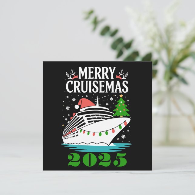 Personalised Merry Cruisemas Cruise Ship Family  Invitation (Standing Front)