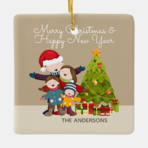 Personalised Merry Family Christmas   Ornament