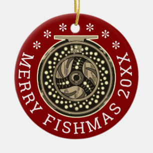 Personalised "Merry Fishmas" Fly Fishing Angler's Ceramic Ornament