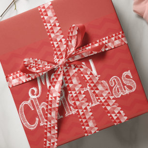 Personalised Merry Little Christmas Abstract Trees Satin Ribbon