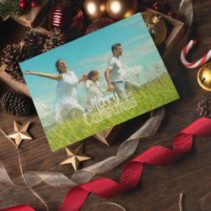 Personalised Merry Little Christmas Red White Holiday Card