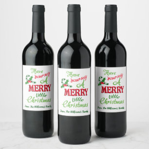 Personalised Merry Little Christmas Wine Label
