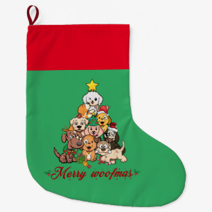 Personalised Merry Woofmas Large Christmas Stocking
