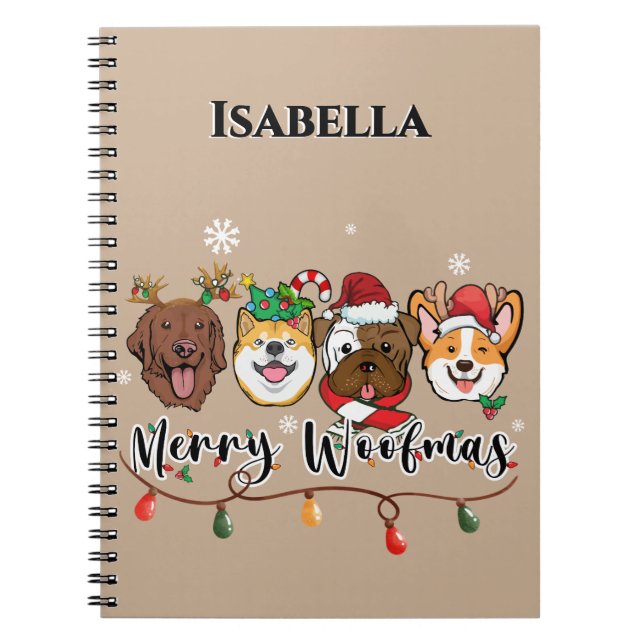 Personalised Merry Woofmas Notebook (Front)