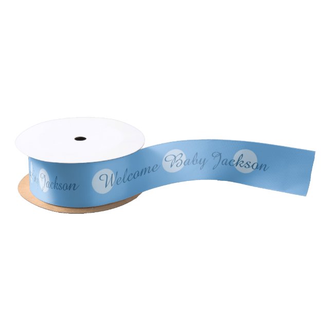 Personalised Message: Blue Polka Dot Ribbon Satin Ribbon (Spool)
