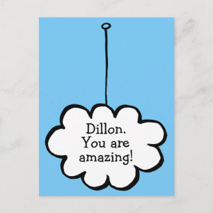 Personalised Message Cloud on a String Postcard