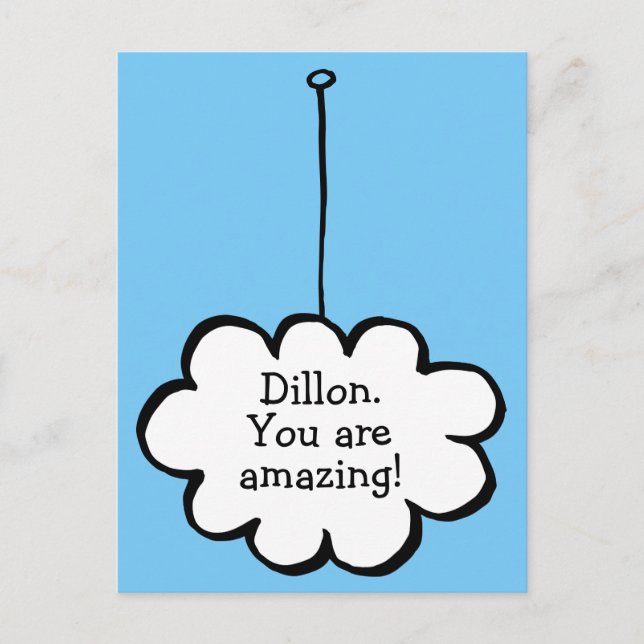 Personalised Message Cloud on a String Postcard (Front)