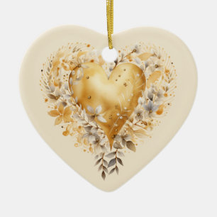 Personalised Message Colourful Floral Heart Gift Ceramic Ornament